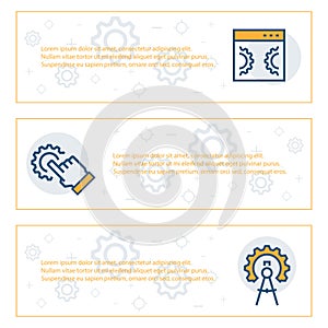 Simple banners set of engineering items. Vector illustration