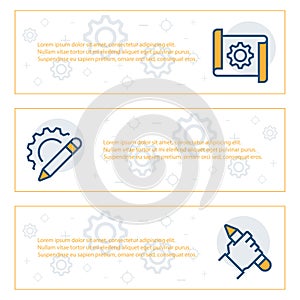 Simple banners set of engineering items. Vector illustration