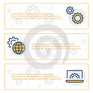 Simple banners set of engineering items. Vector illustration