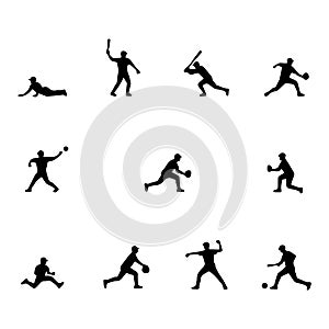 Simple baseball player silhouette icon