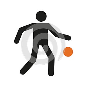 Simple Basketball Dribbling Sport Figure Symbol Vector Illustration