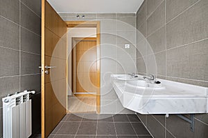 Simple bathroom of brand new modern apartment