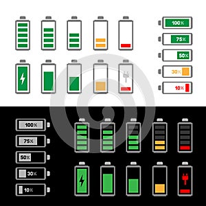 Simple battery icon set