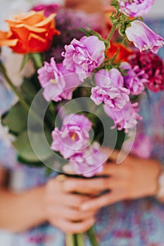 Simple and beautiful bouquet of mixed flowers