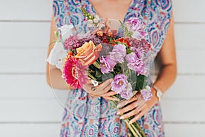 Simple and beautiful bouquet of mixed flowers