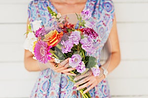 Simple and beautiful bouquet of mixed flowers