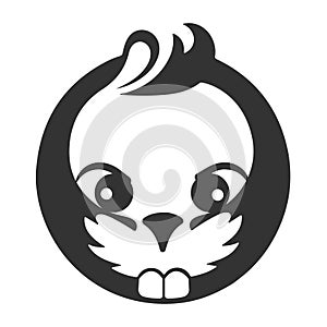 Simple beaver logo. Vector black and white illustration