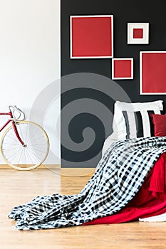 Simple bedroom of biker