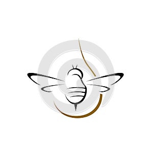 simple bee hornet logo design vector silhouette hornets for sign logo badge