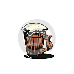 Simple beer mug vector illustration.