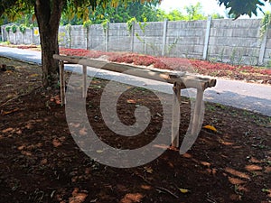 Simple bench made of bamboo