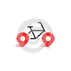 simple bicycle rental logo with geoloc pin