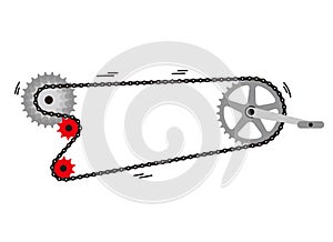 Simple bike Chain with cogwheels. Vector illustration