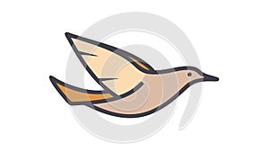 Simple bird flying icon, avian animal in motion graphic , vector design Generative AI photo