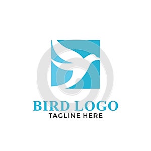 Simple bird with square logo design