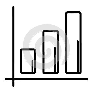 Simple black bar chart graph icon for data analysis and statistics