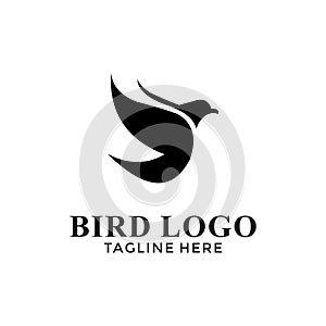 Simple black bird logo design