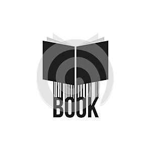 Simple black book icon with barcode