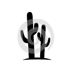 Simple Black Cactus icon on white background