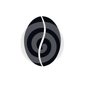 Simple black coffee bean icon vector illustration for cafe or beverage logo design