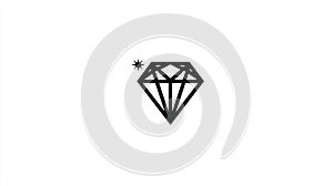 Simple Black Diamond Icon with Sparkle - Gemstone Logo Vector