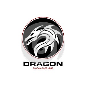 Simple Black Dragon head vector