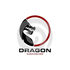 Simple Black Dragon head vector