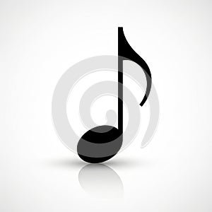 Simple black eighth note silhouette on white background