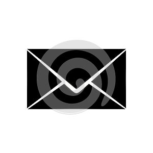 Simple black envelope icon representing email communication and correspondence symbol isolated on white background