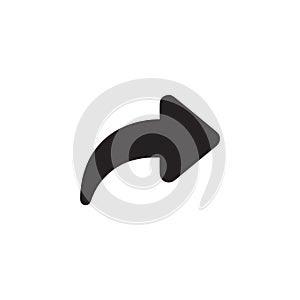 Simple Black Forward Curved Arrow Pointer Navigation Icon