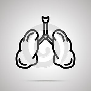Simple black human lungs icon with with shadow photo