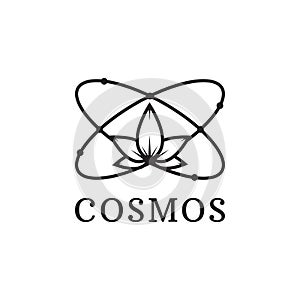 Simple black icon of atom. cosmos logo