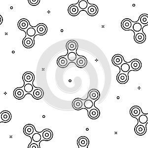 Simple black line fidget spinner seamless pattern toy vector