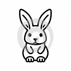 Minimalist Bunny Icon In Black And White photo