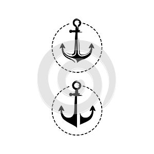 simple black marine anchor logo nautical design vector illustration