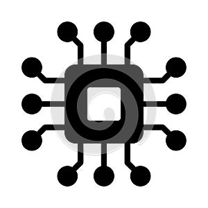 Microchip processor icon black on white.