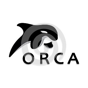 Simple black orca whale animal illustration logo creative design, killer whale, underwater animal. Logo for business, identity and