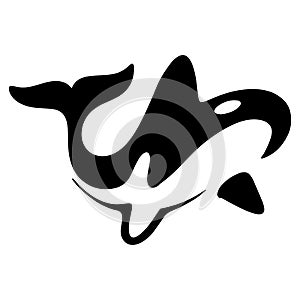 Simple black orca whale animal template logo creative design. Killer underwater animal. Logo for business, identity and branding