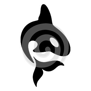 Simple black orca whale animal template logo creative design. Killer underwater animal. Logo for business, identity and branding