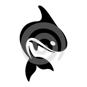 Simple black orca whale animal template logo creative design. Killer underwater animal. Logo for business, identity and branding