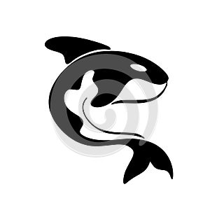 Simple black orca whale animal template logo creative design. Killer underwater animal. Logo for business, identity and branding