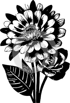 simple black outline drawing of a bouquet of flowers without background, isolated element