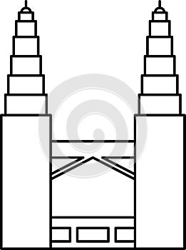 Simple black outline drawing of the PETRONAS TWIN TOWERS, KUALA LUMPUR