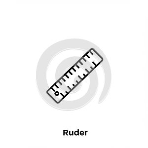 A simple black outline of a ruler is centered on a white background. The ruler is
