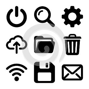 Simple Black Outline Various User Interface Elements Collection Icon Set