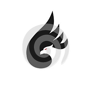 Simple black phoenix logo concept