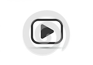 A simple black play button icon set within a rounded square. The design is minimalist,