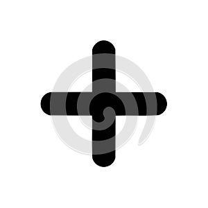 Simple Black Plus Sign on White Background, Addition, Positive Symbol