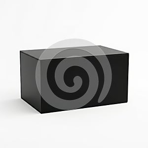A simple black rectangular box isolated on a clean white background isolated on white background