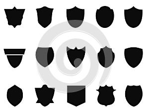 Simple black shield icons